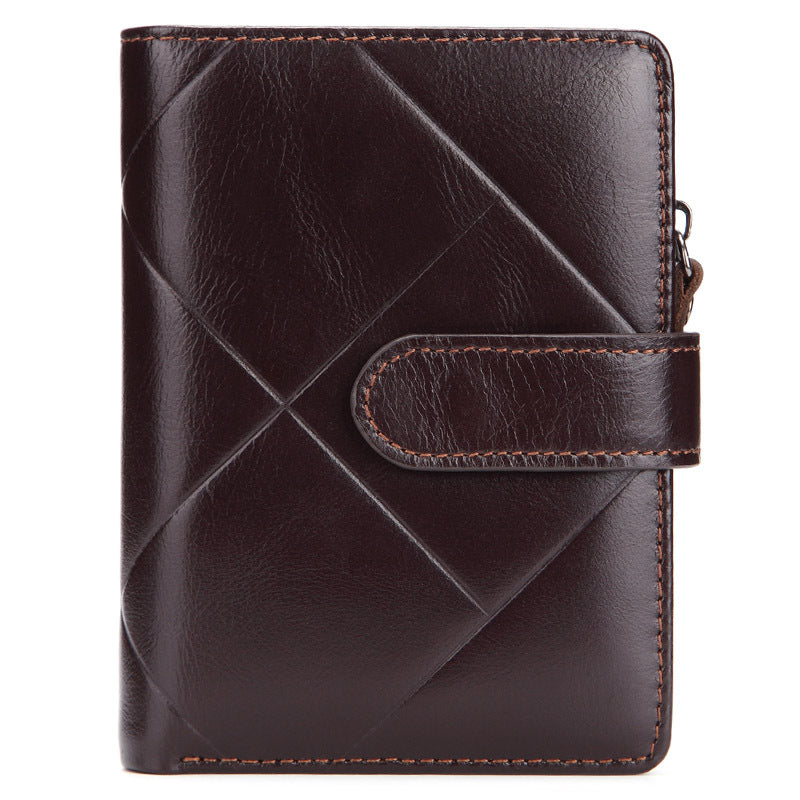 Men Walle Promotion Excellen Genuine Leather 3 Fold Shor Male Clutch Oil Wax Cowhide Wallets Carteira Purses Bags