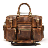 Men's Vintage crazy horse genuine Leather briefcase 16 Real leather Business bag Cowhide Laptop messenger bag Big travel tote