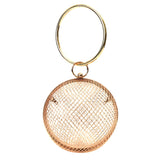 Metallic Hollow Ou Round Purse Lady Circle Day Clutch Metal Cage Crossbody Bags Women Evening Bag Chain Messenger Party BA631