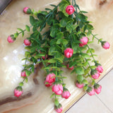 Mini silk artificial rose flowers fake plastic leaves faux bushes 30 heads outdoor garden decoration white fence wall decor