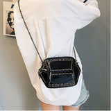 Bag woman handbag fashion paten leather rive crossbody shoulder bags high quality chains clutches female handbags