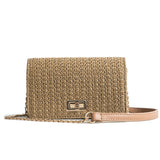 Straw women bag Fashion vintage braid chains bags summer beach weave flap shoulder messenger bag lock design handbag