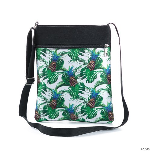 Cartoon Flamingo Printed Shoulder Bag For Female Double Zipper Design Canvas Crossbody Bag Women Small Flap Bag