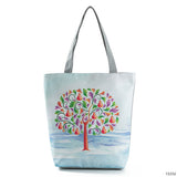 Colorful Tree Prin Shoulder Handbag Women Summer Beach Bags Candy Color Female Canvas Tote Bag Girls Shopping Bags