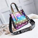 Do Design Crossbody Bag Fashion PU Leather Solid Color Messenger Bag Female Laser Shoulder Bag For Teenage Girls