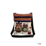 Double Zipper Female Mini Flap Shoulder Handbags Cartoon Owl Printed Canvas Bags Women Small Shoulder Messenger Bags