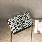 Fashion PU Leather Shoulder Bag For Women Hasp Design Messenger Bag With Chain Leopard Pattern Crossbody Bag For Women