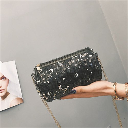 Fashion Shoulder Bag With Chain For Female Bling Sequines Crossbody Bag For Women England Style Messenger Bag Lady