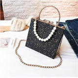 Fresh Style Shoulder Bag With Chain For Women Beading Fashion Crossbody Bag Female Bling Sequines Messenger Bag Lady