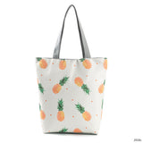Hi Color Watermelon Design Beach Bags Women Canvas Zipper Tote Handbags Frui Printed Single Shoulder Shopping Bag