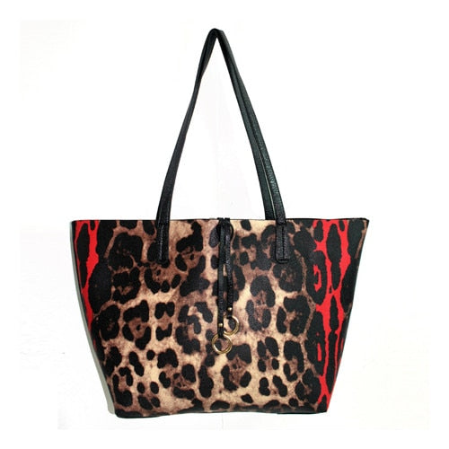 Large Capacity Messenger Bag For Women Leopard Design Shoulder Bag For Female PU Leather Crossbody Bag Lady