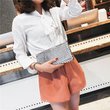 Metallic Appliques Messenger Bag For Women Fashion Solid Color Crossbody BagMini Shoulder Bag With Chian