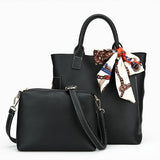 New Fashion Female 2pcs/se Bags PU Leather Women Colorful Ribbons Design Handbags Ladies Casual Composite Bag