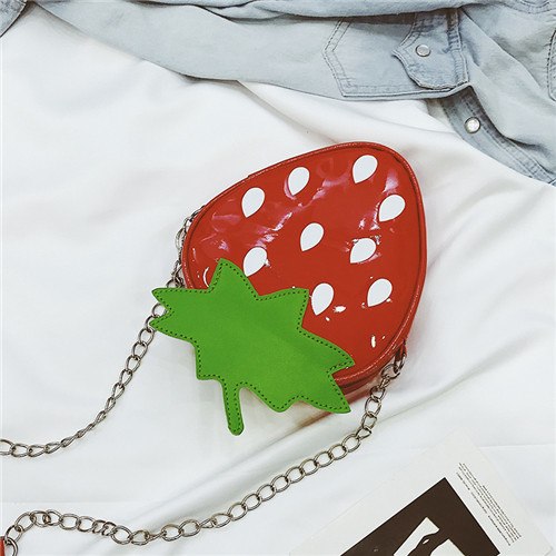 Strawberry shape Woman Shoulder Bag With Chain Luxury Paten Leather Crossbody Bag Swee Style Messenger Bag Female