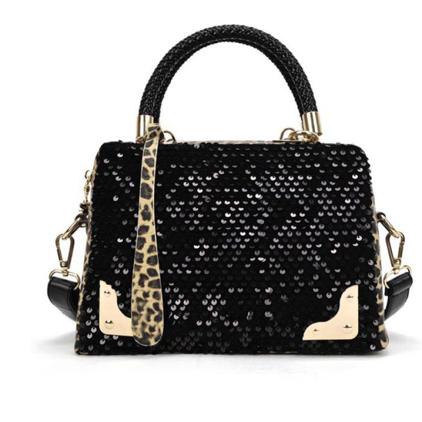 Shoulder Bag new high quality Leather fashion Sequin Leopard Messenger Cross HandBag shoulder bag women MAR9