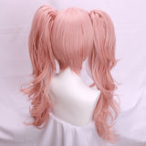Morematch Enoshima Junko Cosplay Wig Pink Long Wavy and Horsetail Clip Heat-resistant Cosplay Wig Headdress