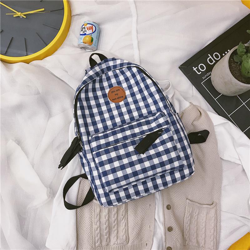 Mori Girl Fashion Trend Stree Teenage Girl Backpacks travel Plaid Canvas Schoolbag Mochilas Laptop Backpack Casual Harajuku bag