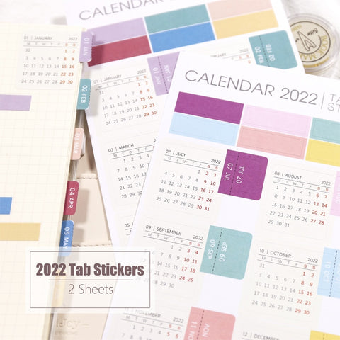 2 Sheets/Set 2021 2022 Calendar Tab Stickers Functional Planner Monthly Schedule Mark Agenda Stationery Stickers