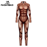 NADANBAO Newly Halloween Cosplay Costumes For Adult Women 3D Muscle Printed Bodysuits Anime Attack On Titan Zentai Jumpsuits