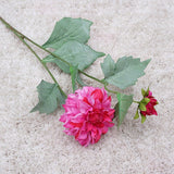 Dahlia branch fake leaves silk artificial flowers for home wedding decorations flores artificiales pink room decor