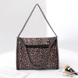 brand Fashion leopard leather Women handbags Large Weave Chain Women's Shoulder Bags PU Leather female big Totes Bolsa