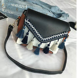 New handbag 2018 folk-custom tassel PU material shoulder Bags hi color leisure messenger bag women bags good quality.