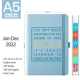 2022 Planner notebook A5 PU Leather soft cover Jan-Dec English language Notebook  School agenda planner BUJO School supplies