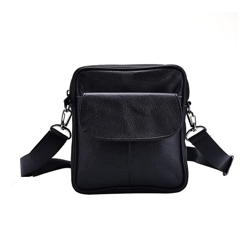 New Cow Leather Men's Black Mini Single Shoulder Bags Portable Men's Business Brief Design Genuine Leather Men Crossbody Bag