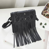 New Mini Messenger Bag Tassel Mobile Phone Bag Female Shoulder Bag Hollow Design Casual Small Bag For Girls Handbag