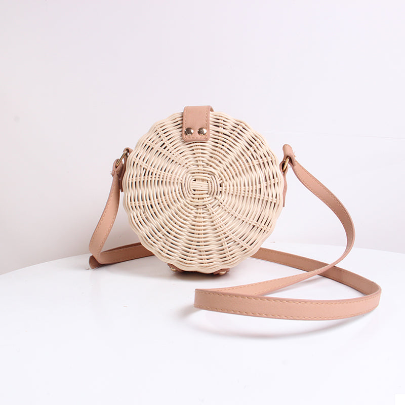 New Round Rattan Weed Straw Bag Beach Bag Hand-woven Bag Slung Shoulder 2018 Fashion Women a5363