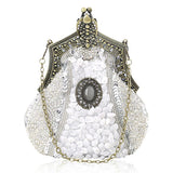 New Vintage Women Evening Luxury Handbags Wedding Bead Clutch Purse Bags for Women 2018 Bridal Party Shoulder Bag