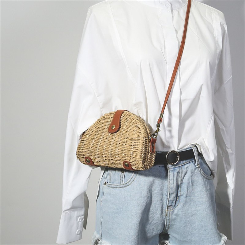 New Wemen Mini Messenger Bag Korean Style Ulzzang Shoulder Bag Straw Weaving Fashion Harajuku Primary Color Crossbody Bag