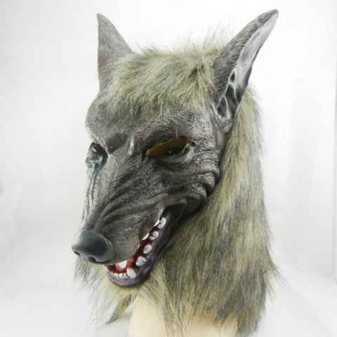 Wolf Mask Creepy Halloween Costume Fur Mane Latex Realistic Horror Devil Masks Masquerade Props Cosplay