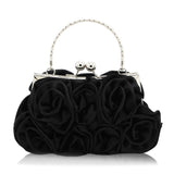 New Women Fashion Rose Flower Pattern Evening Party Bridal Party Handbag Clutch Bag Luxury Handbags Women Bags Designer