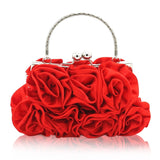 New Women Fashion Rose Flower Pattern Evening Party Bridal Party Handbag Clutch Bag Luxury Handbags Women Bags Designer