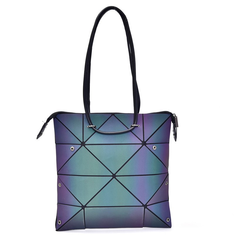 New Women Luminous Bag 2018 Fashion Women's Geometry Lattic Bag Folding Handbag Laser Female Shoulder Crossbody Bags