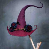 Women Modern Witch Hat Costume Sharp Pointed Wool Felt Halloween Party Hats Witch Hat Warm Autumn Winter Cap Cosplay Props
