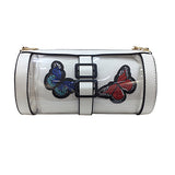 New Women Shoulder Bags Cartoon Pattern Bag Transparen Jelly Bags Women Handbags Butterfly Embroidery Woman Barrel-shaped Bolsa