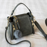 New Women handbag fashion contracted nubuck leather female shoulder bag messenger bag candy color hairball Accessories women bag