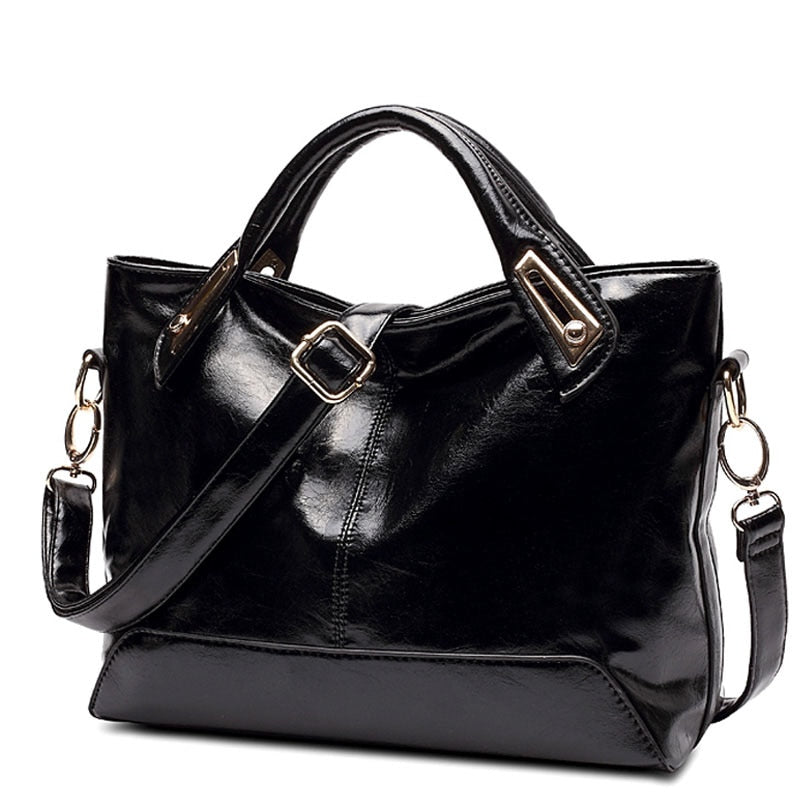 New Women's Handbags Casual All-Match Large Capacity Shoulder Bag Solid Lady High Quality Leather + PU Casual Totes