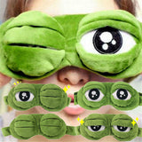 Kawaii Travel Sleep Eye Mask 3D Sad Frog Padded Shade Cover Sleeping Closed/Open Eye Funny Mask Adult/Kids