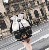 New patchwork bucke bags PU leather Luxury handbags rive women shoulder bags small crossbody bags girls clutch bolsas