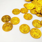 Newest 50Pcs Pirates Gold Coins Plastic Game Coin For Kid Party Supplies Treasure Coins Christmas Decoration  5Z