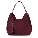 Women Real Spli Suede Leather Hobo Bag Design Female Leisure Large Shoulder Bags With Walle Travel Casual Handbag