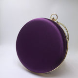 New Simple Round Box Clutch Ball Shape Evening Bags Silk Satin Evening Bags Red/Green