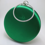 New Simple Round Box Clutch Ball Shape Evening Bags Silk Satin Evening Bags Red/Green