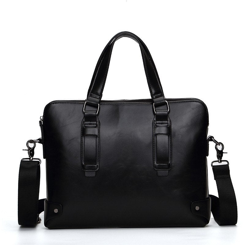 NEW QUALITY Vintage pu leather shoulder bag men designer bags black brown briefcase retro zipper shoulder bags brand