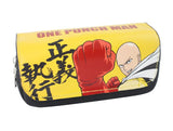 One Punch Bald Saitama Pen Bag Purse Cartoon Anime Large Capacity Double Zipper Pencil Bags Walle Unisex Stationery Leather Bag