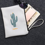 Cute Cactus Small Bags PU Leather Wristle Bag Women Day Clutches Purse Bags Girls Mini Flap B Cartoon Printed Black