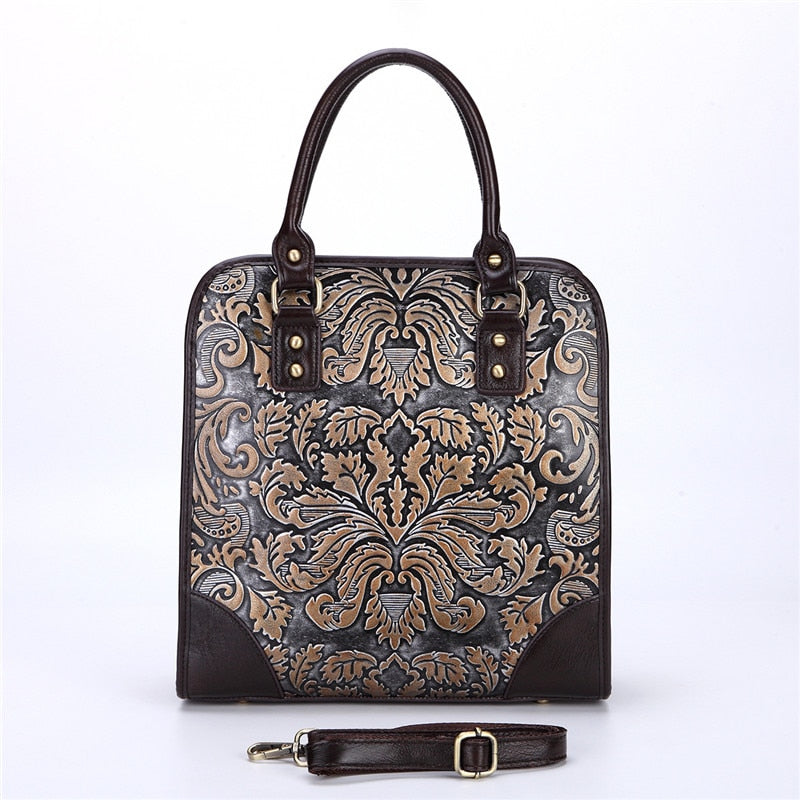 New Women Handbags Embossed Process Fashion Briefcase Messenger Bags Genuine Leather Crossbody Bag Ladies Totes Female